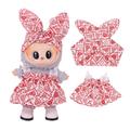 Ogrodowa sukienka i opaska na głowę dla mini figurki Labubu 17cm - Serca