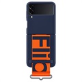 Silikonowe Etui EF-GF711TNEGWW z Paskiem do Samsung Galaxy Z Flip3 5G - Granatowy