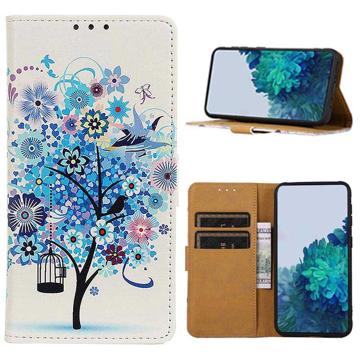 Etui-Portfel Glam Series - Huawei Nova 10 Pro - Kwitnące drzewo / Błękit