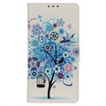 Samsung Galaxy S20 FE Etui-Portfel Glam Series - Kwitnące Drzewo / Niebieskie