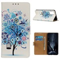 Samsung Galaxy S20 FE Etui-Portfel Glam Series - Kwitnące Drzewo / Niebieskie