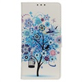 Sony Xperia 5 II Etui-Portfel Glam Series - Kwitnące Drzewo / Niebieskie