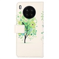 Etui-Portfel Glam Series - Huawei Nova 8i/Honor 50 Lite - Drzewo Kwitnące / Zieleń