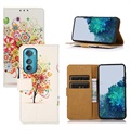 Etui-Portfel z Serii Glam Motorola Edge 30 - Drzewo Kwitnące / Kolorowy