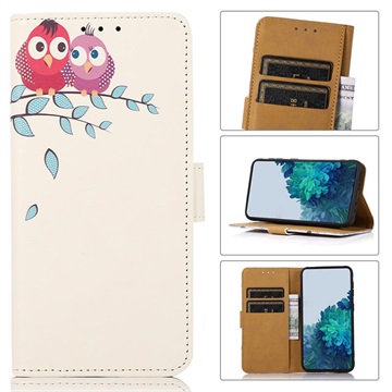 Etui-Portfel z Serii Glam Motorola Edge X30 - Sowy