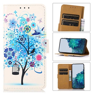 Etui-Portfel Glam Series - OnePlus Nord CE 2 5G - Drzewo Kwitnące / Błękit