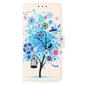 Etui-Portfel z Serii Glam Samsung Galaxy A53 5G - Drzewo Kwitnące / Błękit