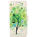 Samsung Galaxy S21 FE 5G Etui-Portfel Glam Series - Drzewo Kwitnące / Zieleń