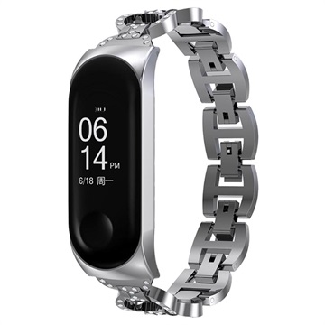 Xiaomi Mi Band 5/6 Glam Pasek ze Stali Nierdzewnej - Srebrny