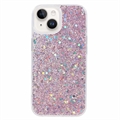 iPhone 15 Etui z TPU Glitter Flakes - Róż