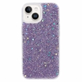 iPhone 15 Plus Etui z TPU Glitter Flakes - Fiolet