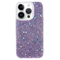 iPhone 15 Pro Max Etui z TPU Glitter Flakes - Fiolet