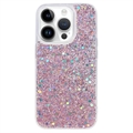 iPhone 15 Pro Etui z TPU Glitter Flakes - Róż