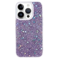 iPhone 15 Pro Etui z TPU Glitter Flakes - Fiolet