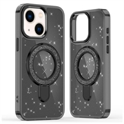 Hybrydowe etui iPhone 15 Glitter z podpórką - kompatybilne z MagSafe