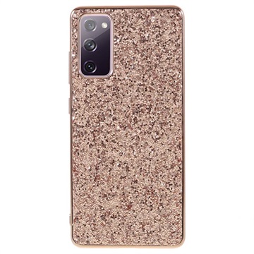 Hybrydowe Etui z Serii Glitter do Samsung Galaxy S20 FE - Różowe Złoto