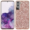 Hybrydowe Etui z Serii Glitter do Samsung Galaxy S21 FE 5G - Różowe Złoto