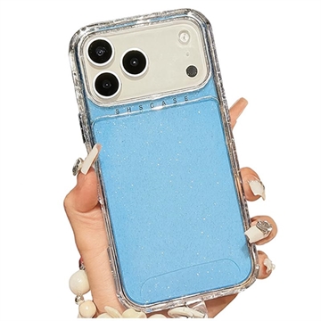Hybrydowe etui antywstrząsowe iPhone 17 Pro Glitter z paskiem na nadgarstek