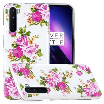 OnePlus Nord Fluorescencyjne Etui z TPU - Róż / Kwiaty