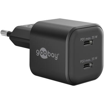 Goobay Nano GaN Dual USB-C PD Szybka ładowarka 35W