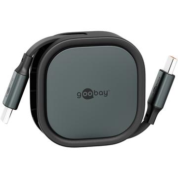 Zwijany kabel USB-C Goobay - 1m, 15W - czarny
