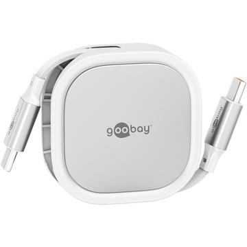 Zwijany kabel USB-C Goobay - 1m, 15W - biały