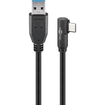 Goobay Kabel USB-C z kątownikiem 3m - USB-C/USB-A - Czarny