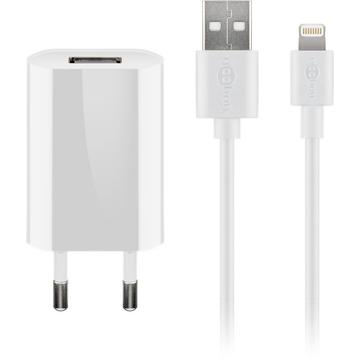 Ładowarka Goobay USB z kablem Lightning - certyfikat MFi - biała