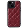 Hybrydowe Etui Good Luck Rhombic Grid na iPhone 14 - Czerwone Wino