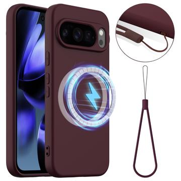 Google Pixel 10 Pro XL Etui z Płynnego Silikonu - kompatybilne z MagSafe - Czerwone Wino