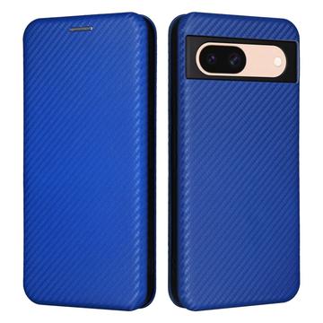 Google Pixel 8a Etui z Klapką - Włókno Węglowe - Błękit