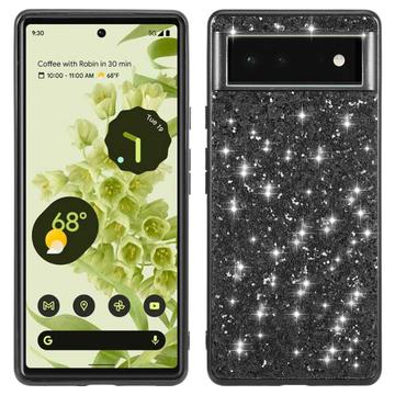 Google Pixel 8a Hybrydowe Etui z Serii Glitter - Czerń