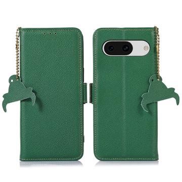 Google Pixel 8a Skórzane Etui z Portfelem z RFID - Zieleń