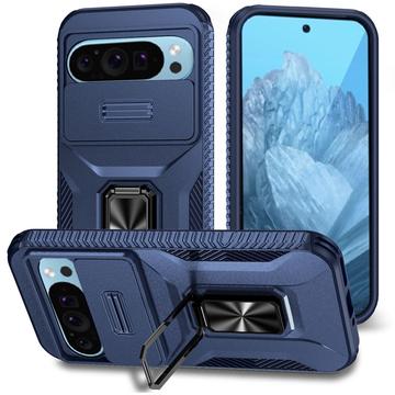Google Pixel 9/9 Pro Hybrydowe Etui z Pierścieniem Obrotowym z Osłoną Aparatu - Błękit