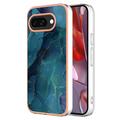 Google Pixel 9a - Galwanizowane Etui IMD z TPU z Deseniem Marmuru - Zieleń