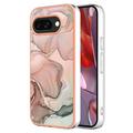 Google Pixel 9a - Galwanizowane Etui IMD z TPU z Deseniem Marmuru - Róż