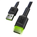 Green Cell Ray Fast USB-C Cable with LED Light - 1.2m