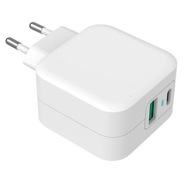 Ładowarka ścienna GreyLime 38W PD & QC - USB-C, USB-A - biała