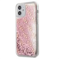 Hybrydowe Etui Guess 4G Liquid Glitter na iPhone 12 Mini - Różowe