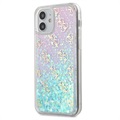 Hybrydowe Etui Guess 4G Liquid Glitter na iPhone 12 Mini - Różowo-Niebieskie