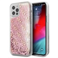 Hybrydowe Etui Guess 4G Liquid Glitter na iPhone 12 Pro Max - Różowe