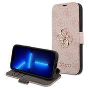 iPhone 15 Pro Etui z Klapką Guess 4G Metal Logo - Różowe