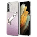Etui Guess Glitter Gradient Script do Samsung Galaxy S21+ 5G - Róż