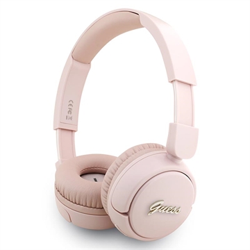 Guess Metal Logo Script Bluetooth 5.3 słuchawki nauszne - różowy