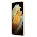 Silikonowy Pokrowiec Guess Metal Logo do Samsung Galaxy S21+ 5G - Róż