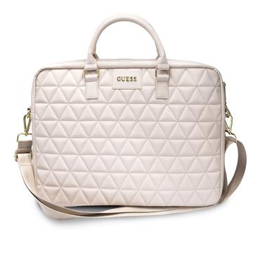 Guess Pikowana torba na laptopa - 15" - Różowa