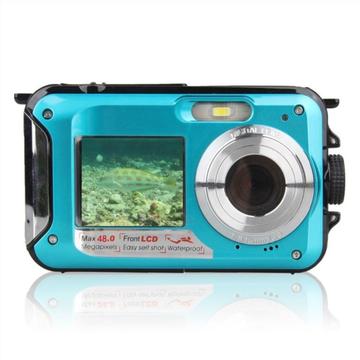 Wodoodporna kamera cyfrowa HD368 Full HD 2.7K 48MP 16X z podwójnym ekranem - niebieska