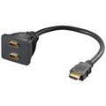 Adapter HDMI / 2x HDMI ze Złoconymi Stykami - 10 cm