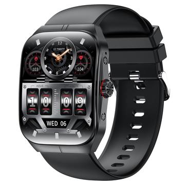 Inteligentny zegarek HK80 z zakrzywionym ekranem AMOLED, funkcją Bluetooth, monitorem stanu zdrowia i NFC - czarny