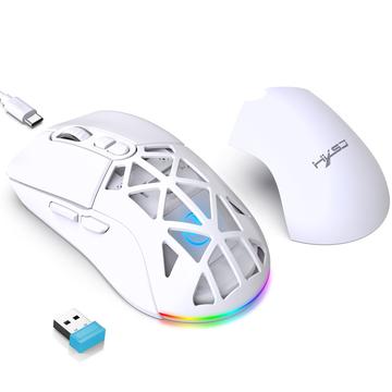 Podświetlana mysz bezprzewodowa HXSJ T26 RGB / mysz Bluetooth 4800 DPI - biała